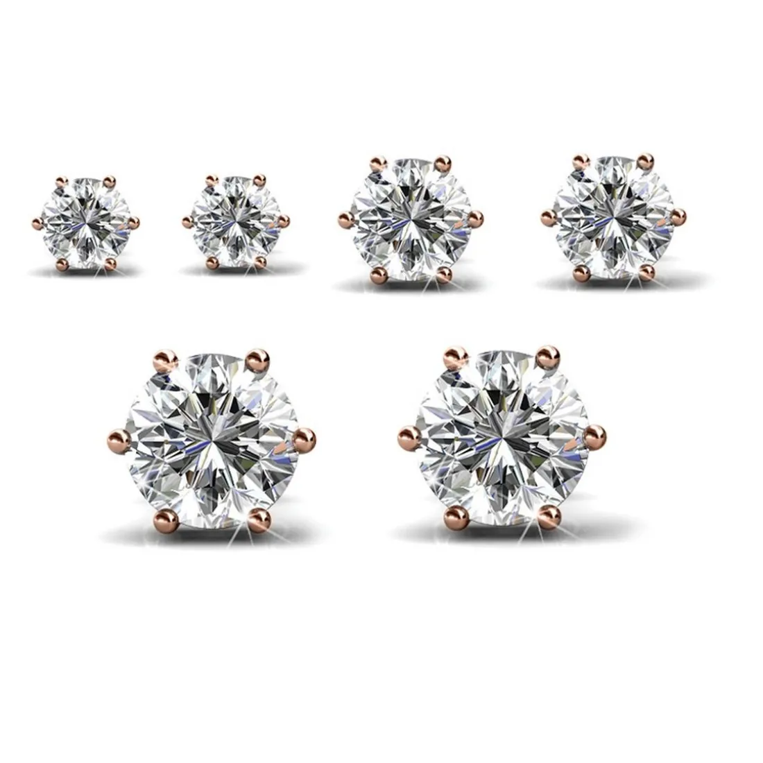 Coffret Trinity 3 Paires de Boucles D'oreilles Or Rose