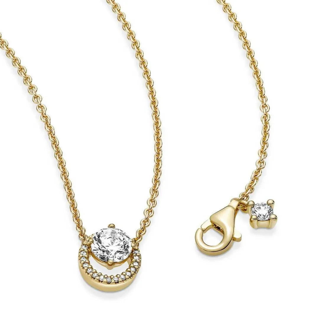 Collier avec Pendentif Pandora Timeless - Halo Rond Scintillant