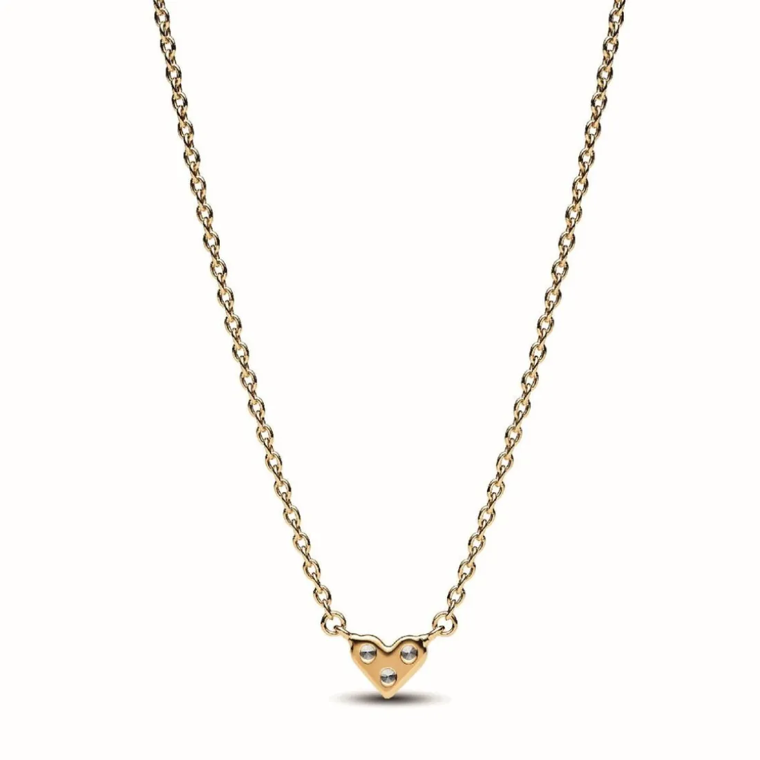 Collier Cœur Trois Pierres - Pandora Timeless Doré