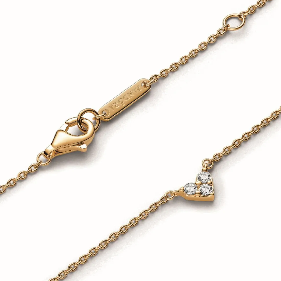 Collier Cœur Trois Pierres - Pandora Timeless Doré