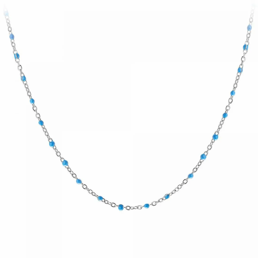 Collier femme Angèle M - B2380-BLEU Acier Argent