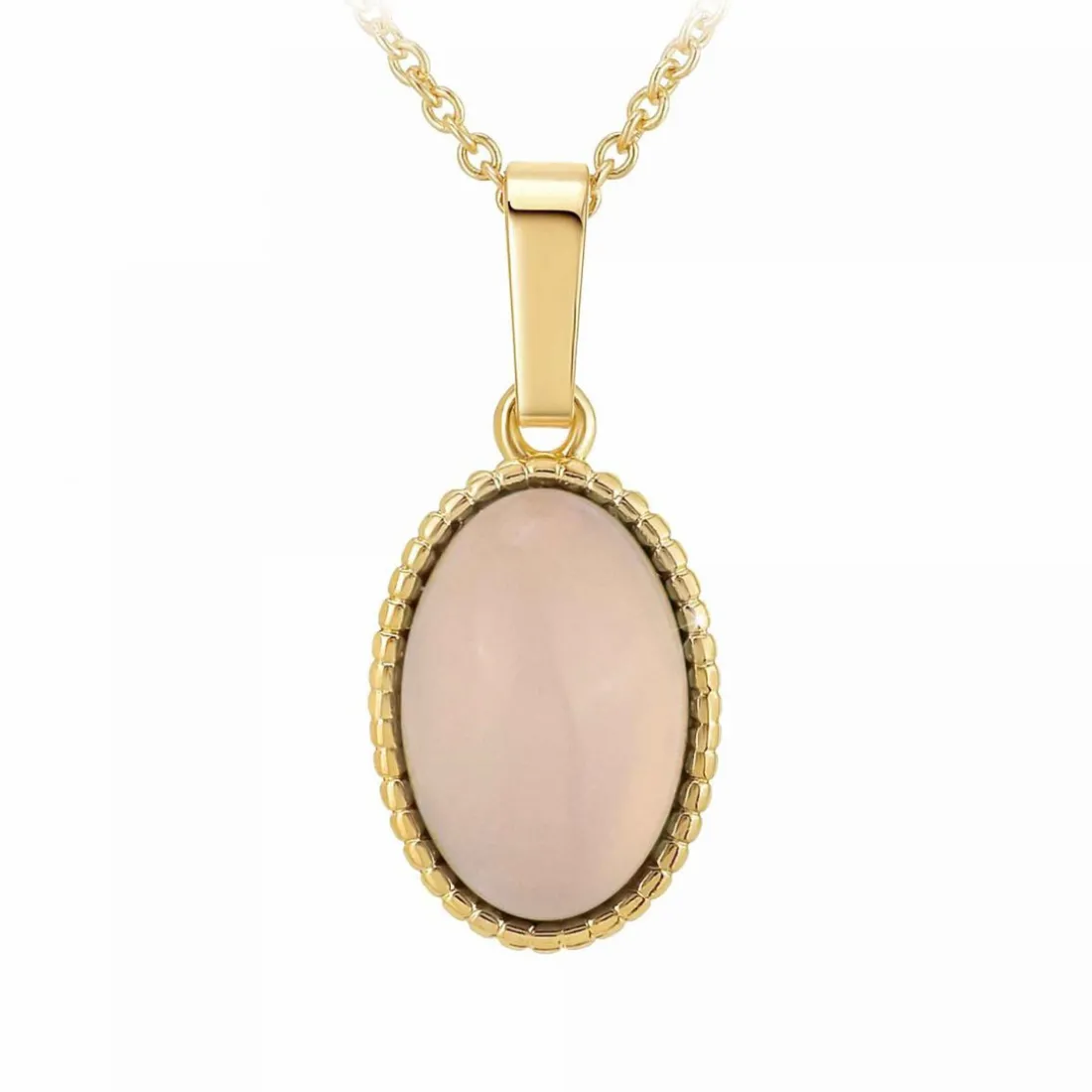 Collier femme Angèle M B2458-ROSE-QUARTZ - Métal Doré