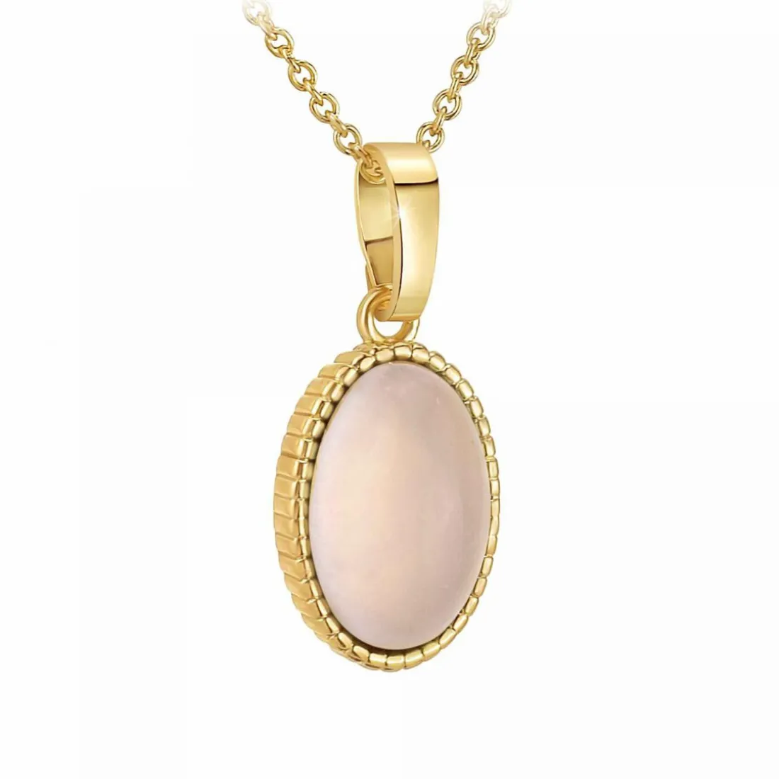 Collier femme Angèle M B2458-ROSE-QUARTZ - Métal Doré