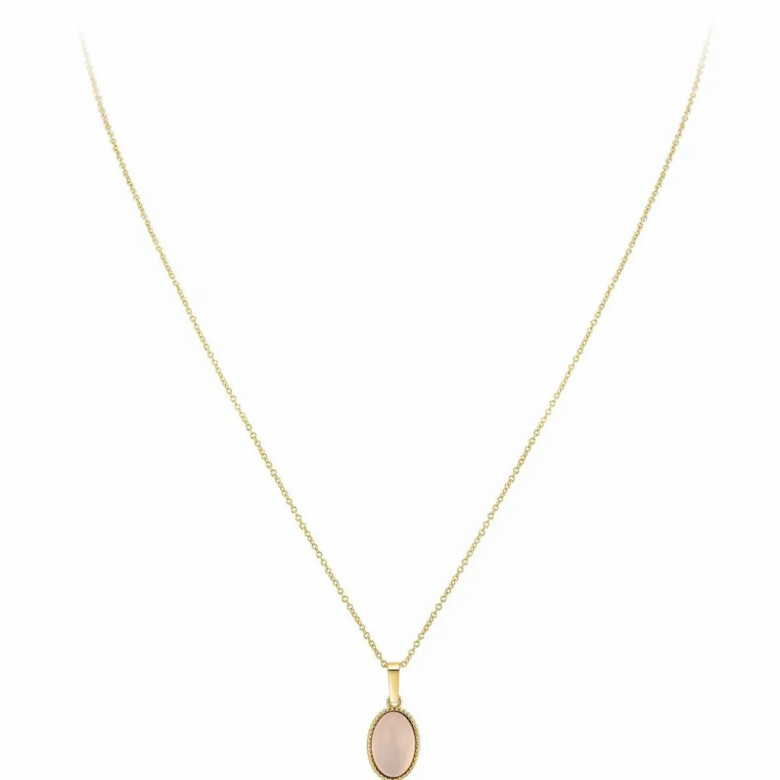 Collier femme Angèle M B2458-ROSE-QUARTZ - Métal Doré