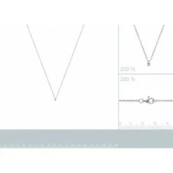 Collier femme argent rhodié blanc serti griffe - VW30W345