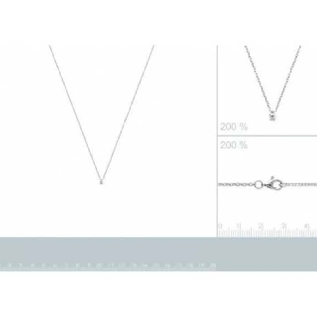 Collier femme argent rhodié blanc serti griffe - VW30W345