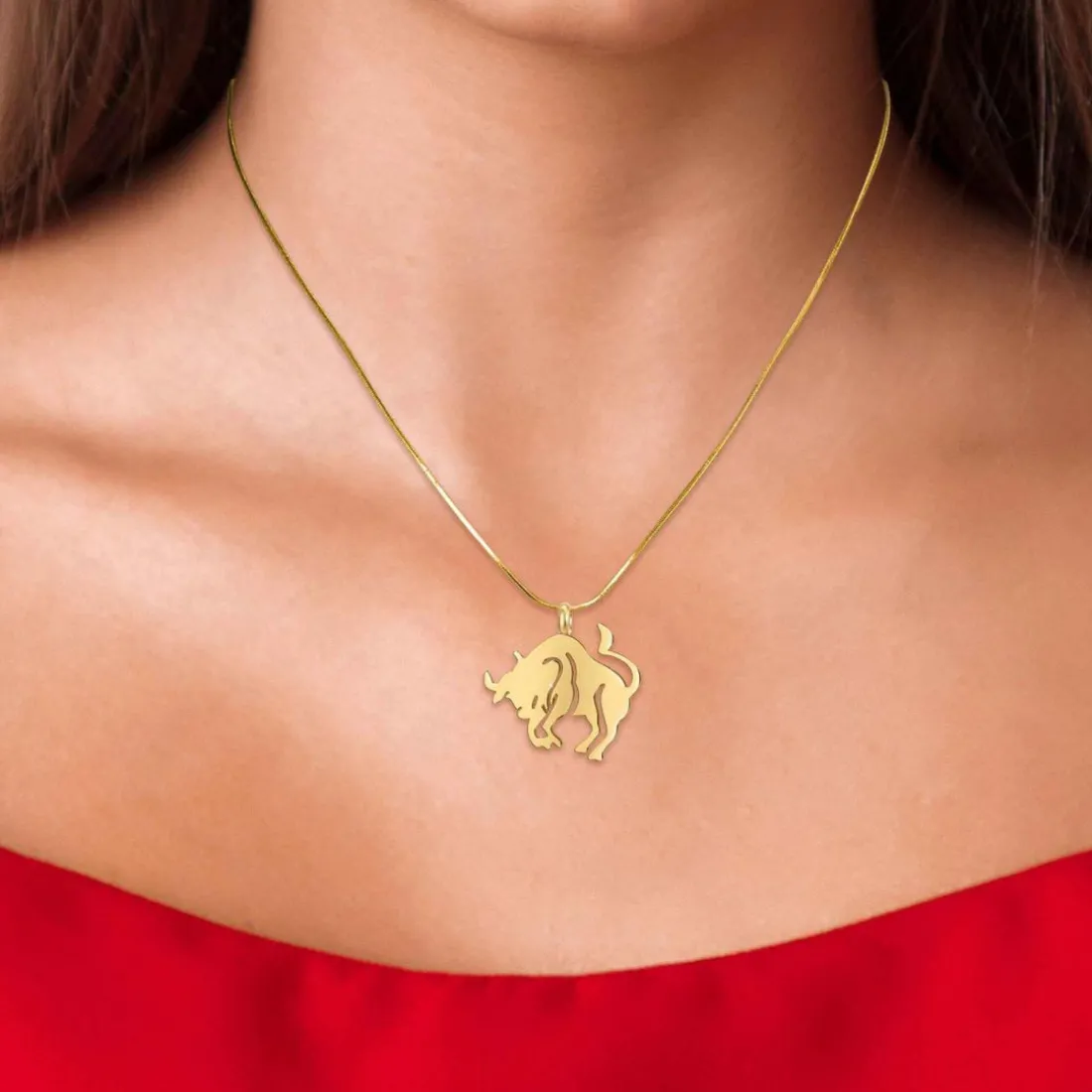 Collier Femme Athème - B2427-TAUREAU Acier Doré