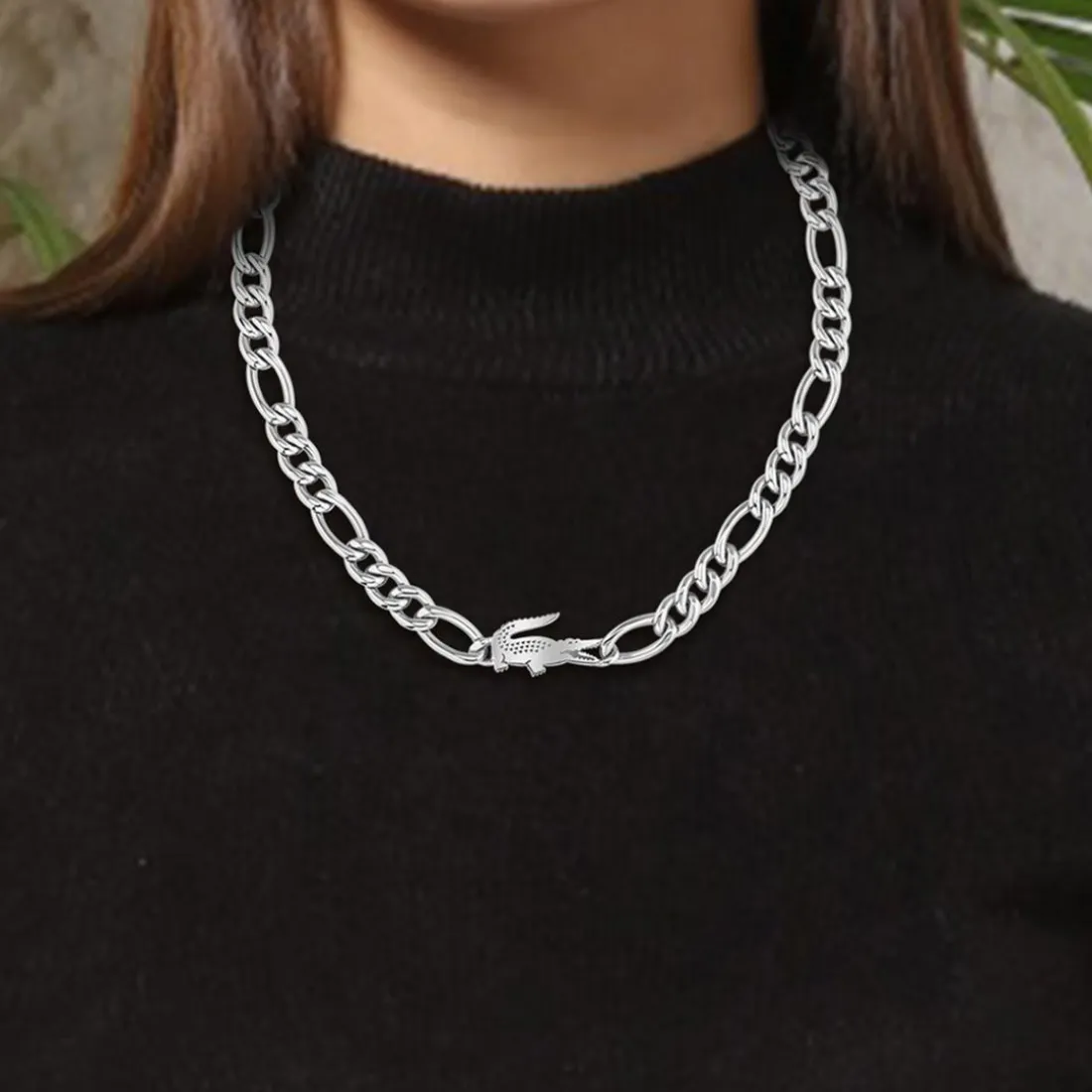 Collier Femme Lacoste Crocodile - 2040371 Acier Argent