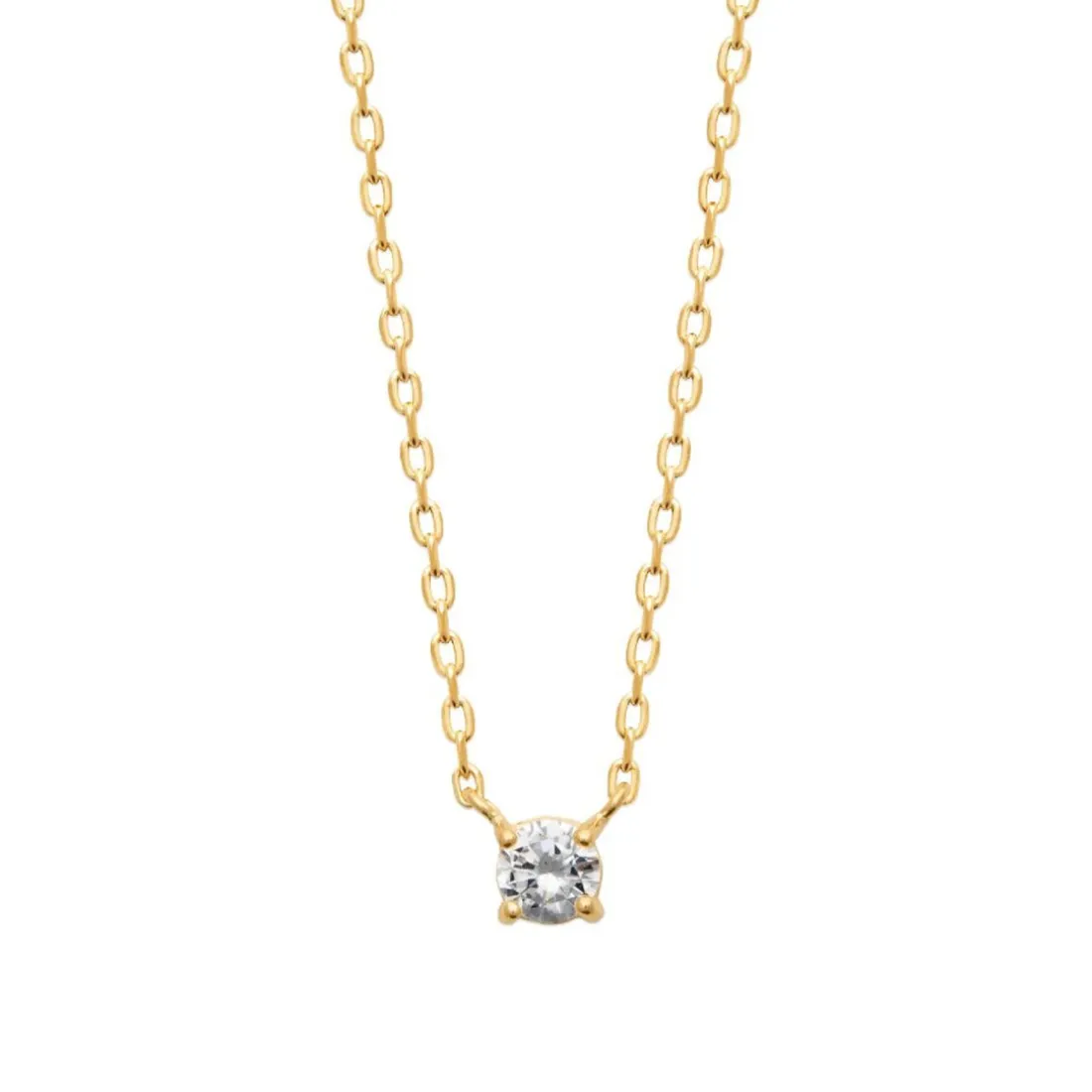 Collier femme plaqué or blanc serti griffe classique - UW300445