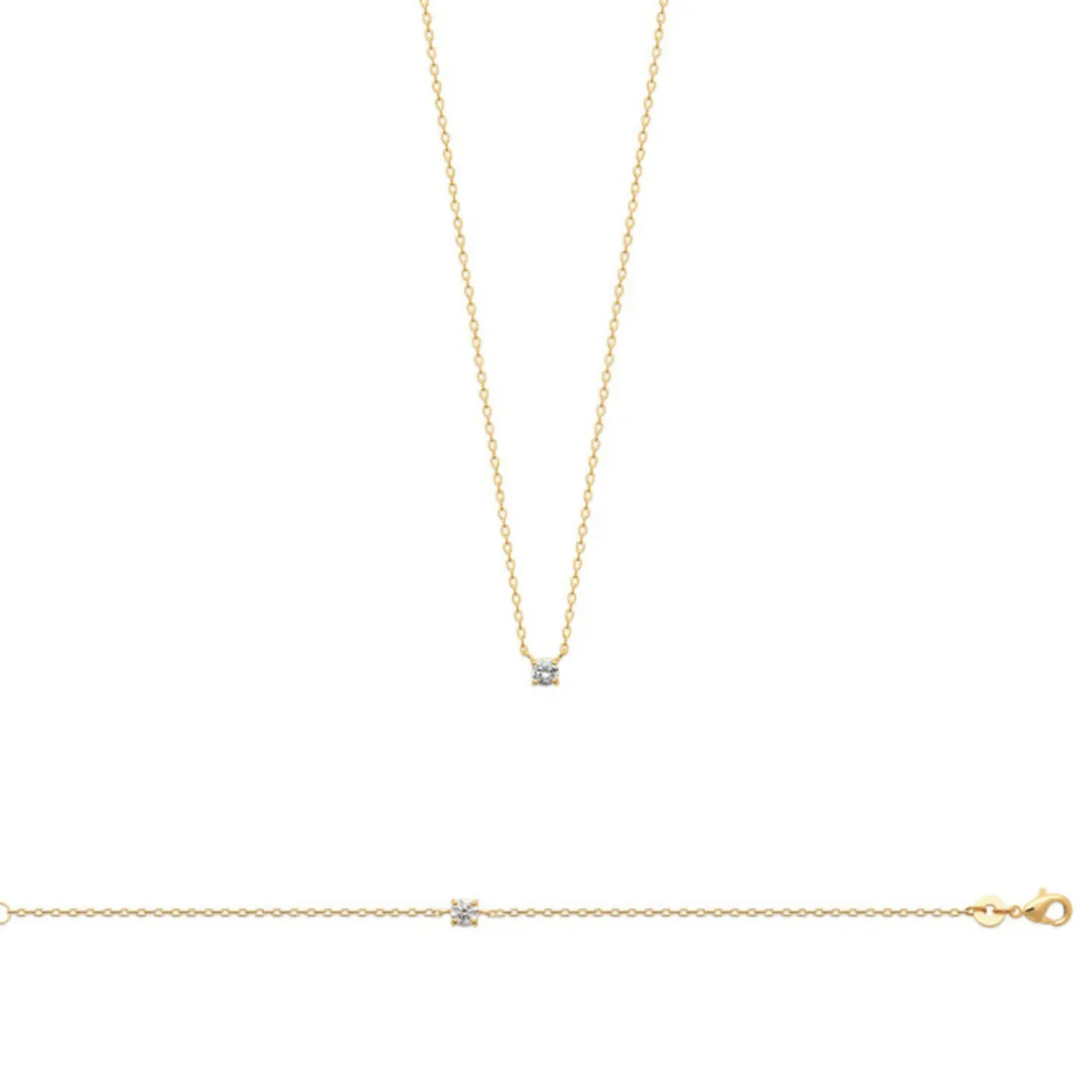 Collier femme plaqué or blanc serti griffe classique - UW300445