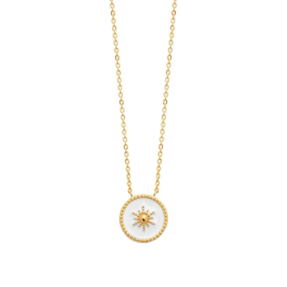 Collier femme plaqué or laque blanc - UYZ6W445