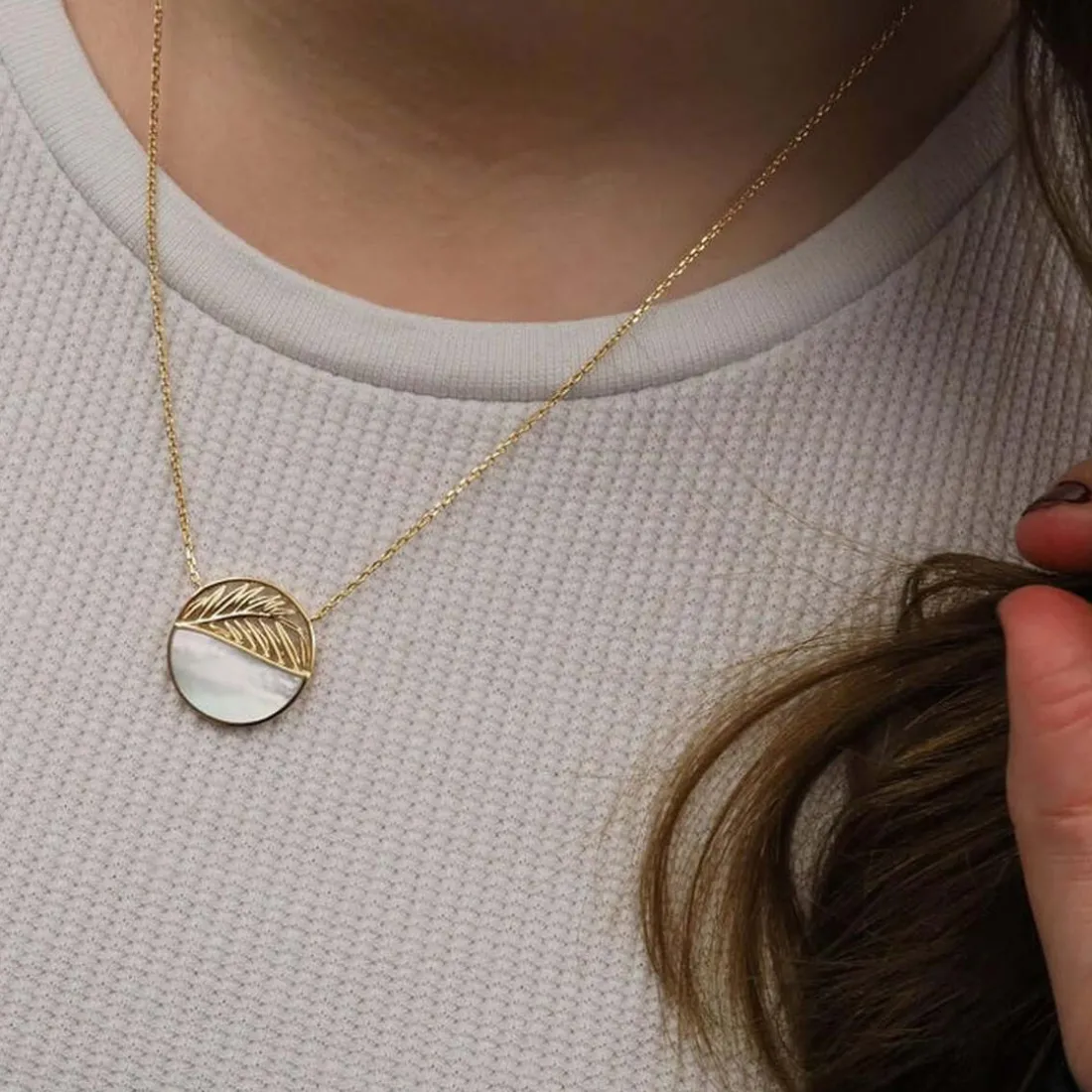 Collier femme plaqué or nacre - UW3Y0445