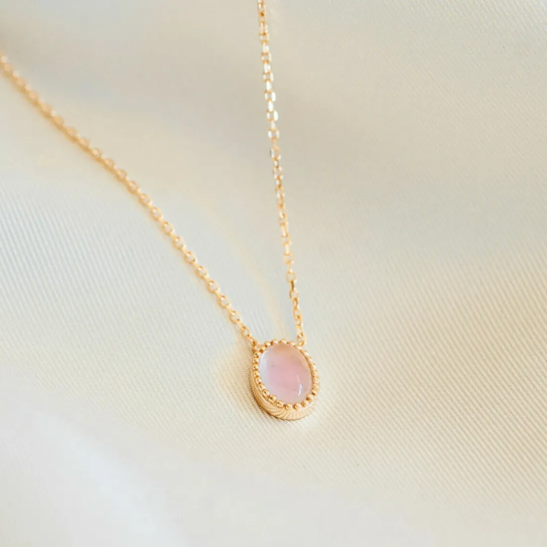 Collier femme plaqué or quartz rose - UW3ZY645