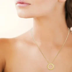 Collier femme plaqué or serti clos - UYZ60Y45