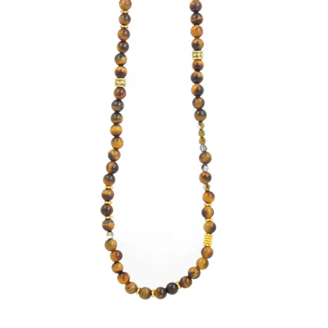 Collier Les Interchangeables A60203 - Sautoir Bobo Chic Oeil du Tigre Femme
