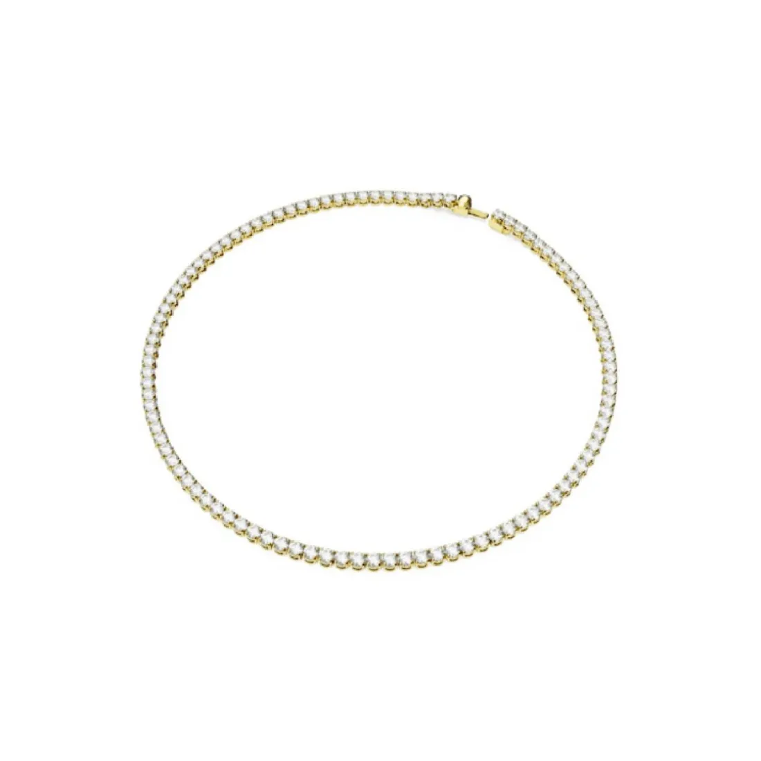 Collier Matrix Tennis, Coupe ronde, Blanc, Placage de ton or