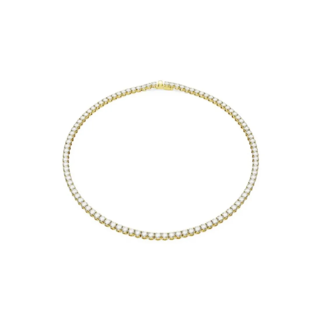 Collier Matrix Tennis, Coupe ronde, Blanc, Placage de ton or