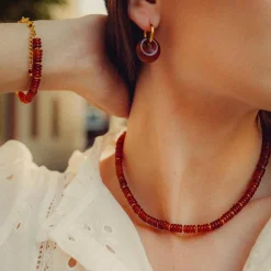 Collier Blima en pierres Agate rouge