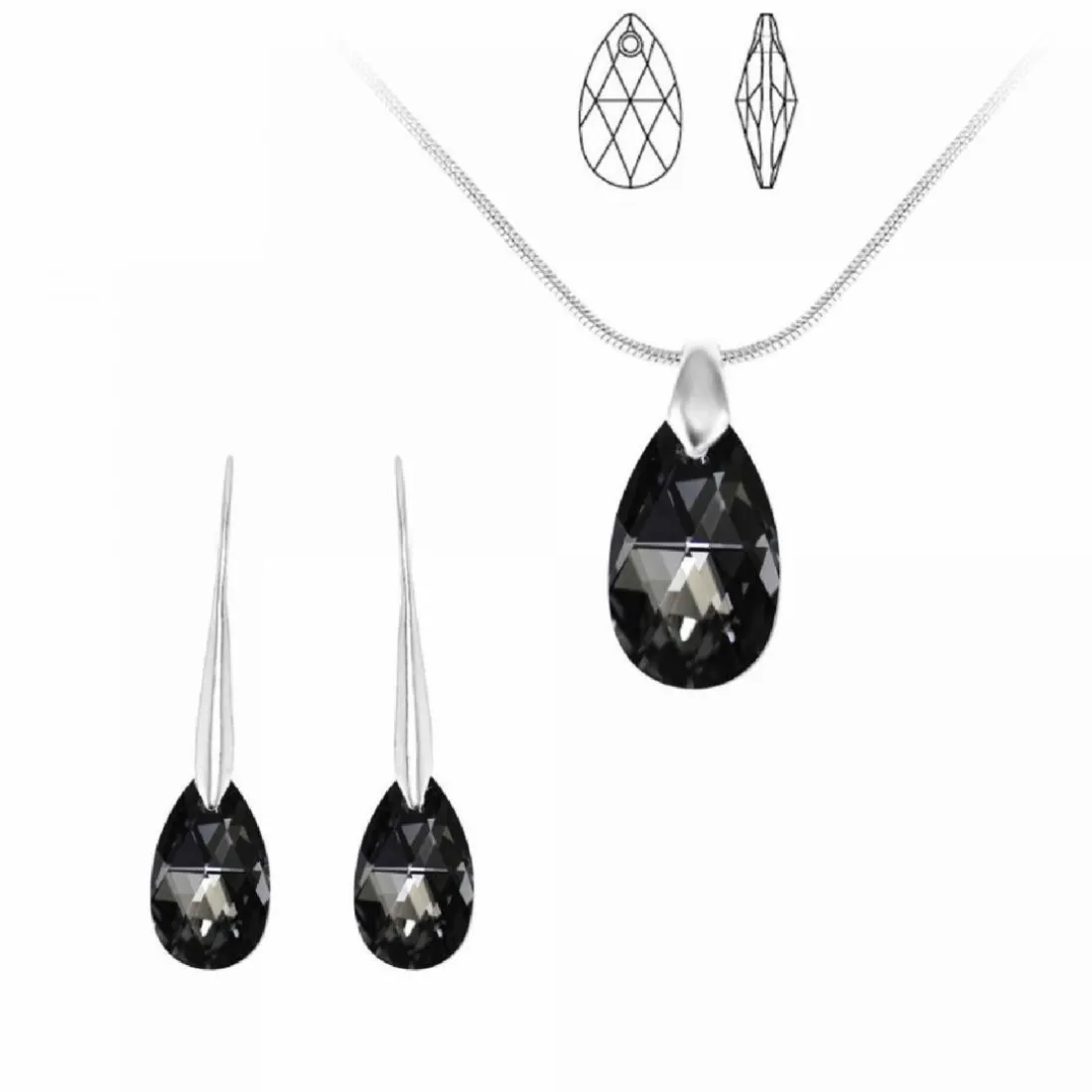 Collier et pendentif So Charm cristal goutte noire - Collier Femme