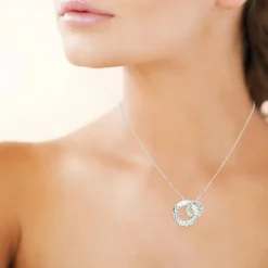 Collier fantaisie double rond martelé Femme Maison de la Bijouterie WYZ63U45 Argent