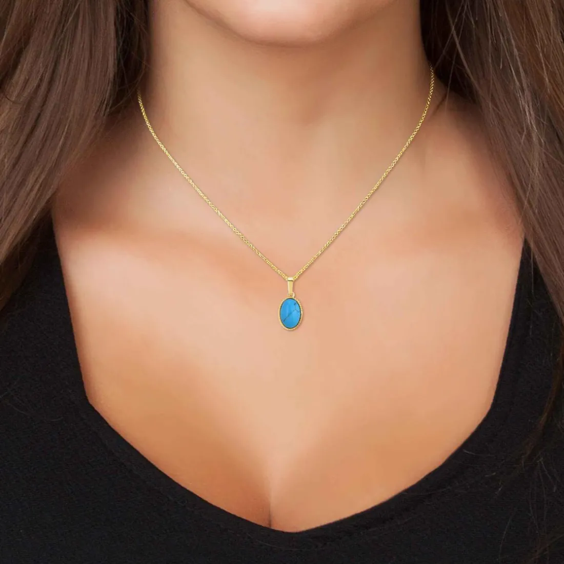 Collier femme Angèle M - B2458-TURQUOISE Métal Doré