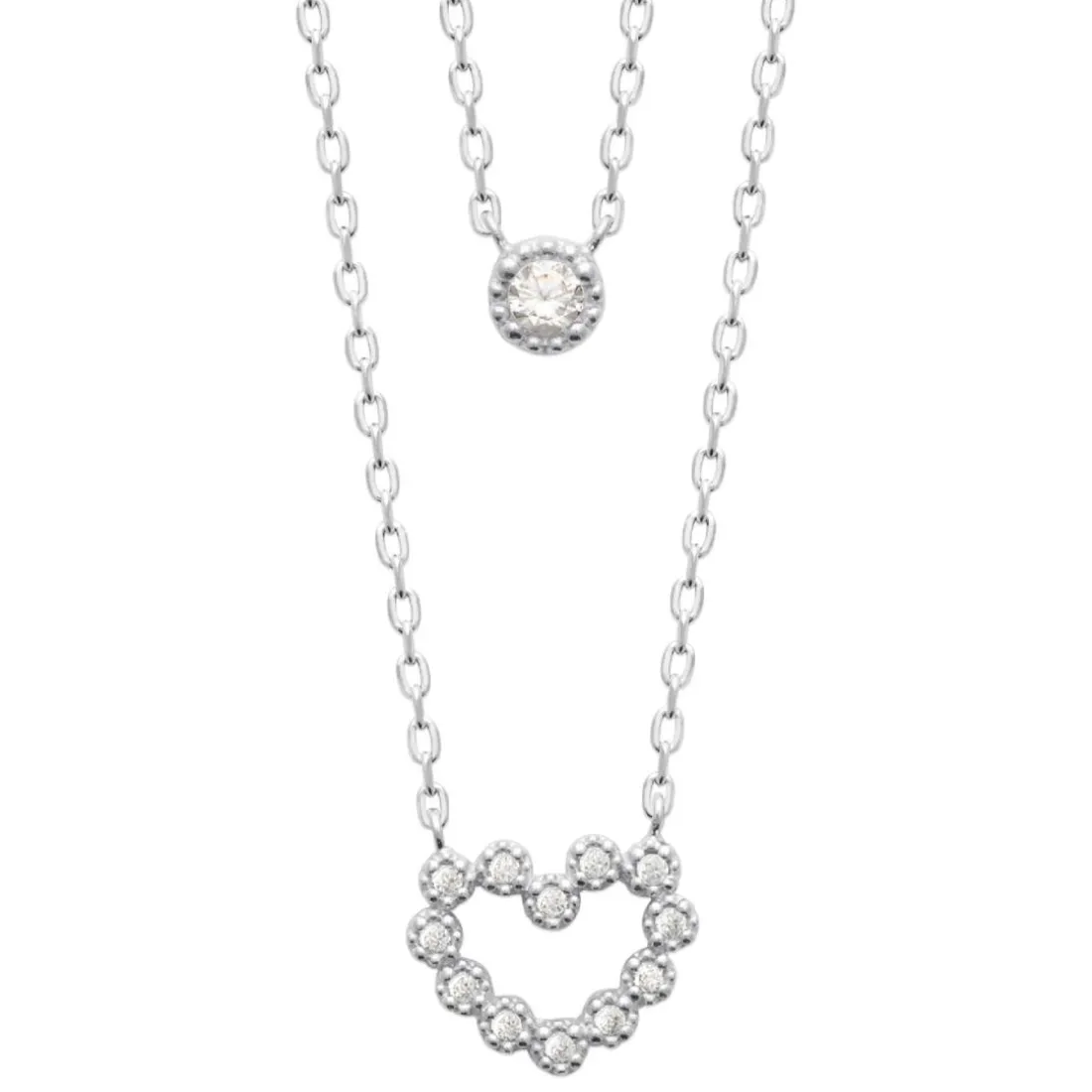 Collier femme argent cœur oxyde de zirconium Maison de la Bijouterie VW36Y445