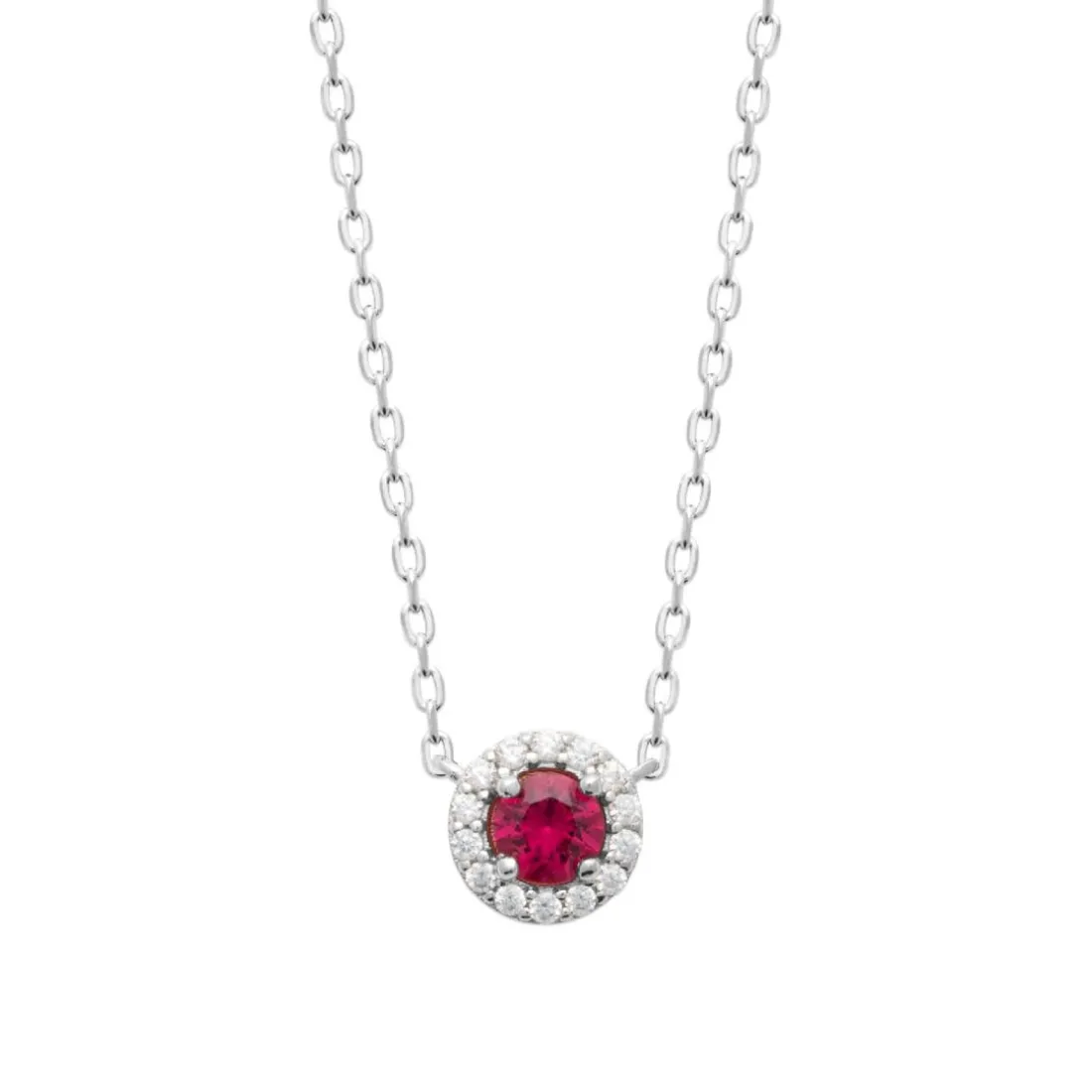 Collier femme argent cœur oxyde et pierre rouge Maison de la Bijouterie VW363W45