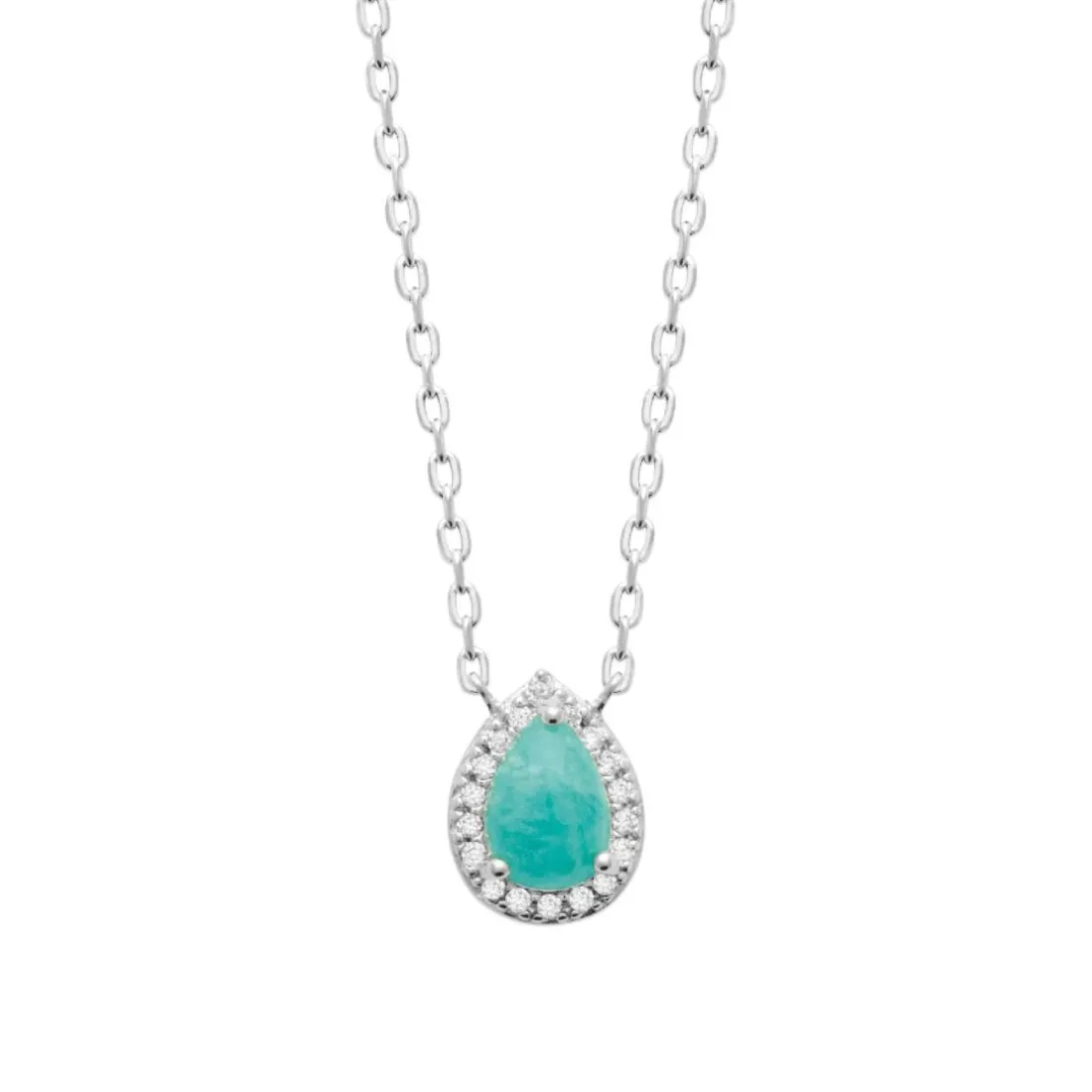Collier femme argent oxyde de zirconium pierre bleue Maison de la Bijouterie VW36U545