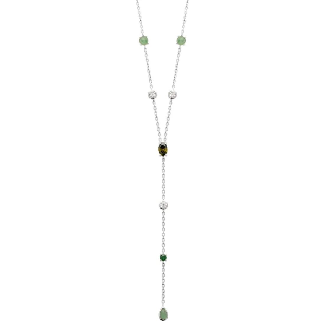 Collier femme argent oxydes vertes Maison de la Bijouterie VW3V4Z45