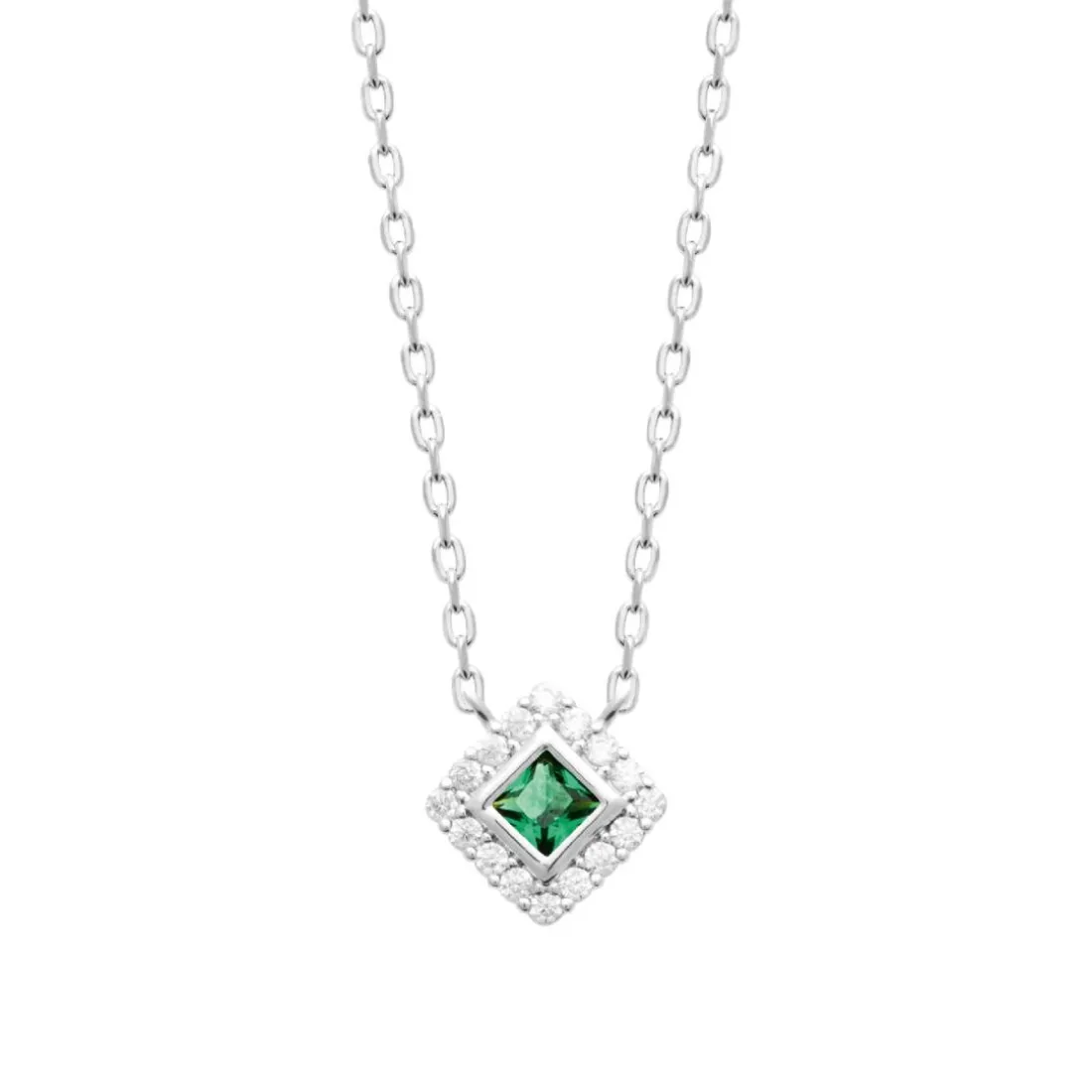 Collier femme argent pendentif pierre verte Maison de la Bijouterie VW3UV445