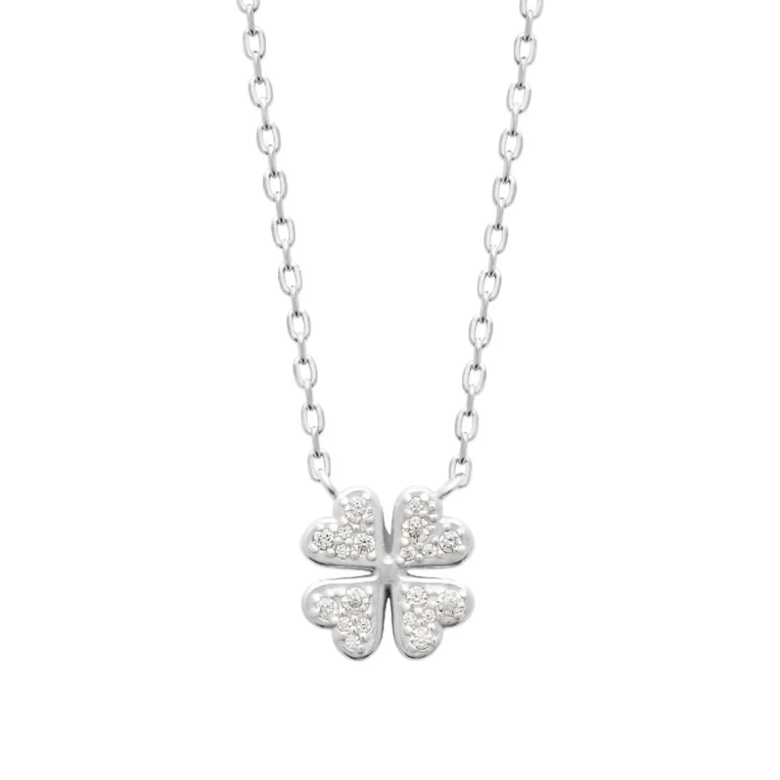 Collier femme argent pendentif trèfle oxyde Maison de la Bijouterie VW3W5645