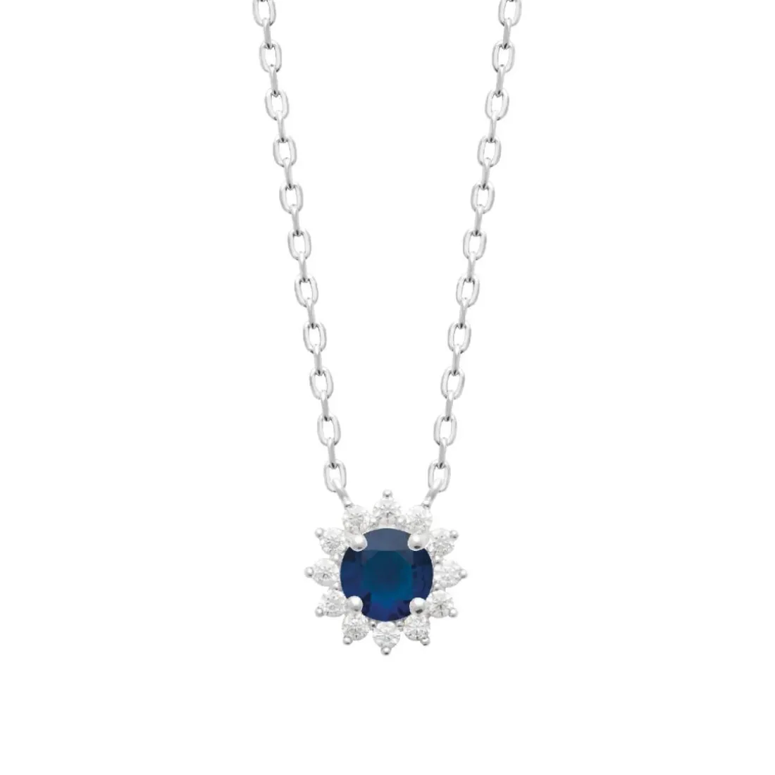 Collier femme argent pendentif pierre bleue Maison de la Bijouterie VW3UW045