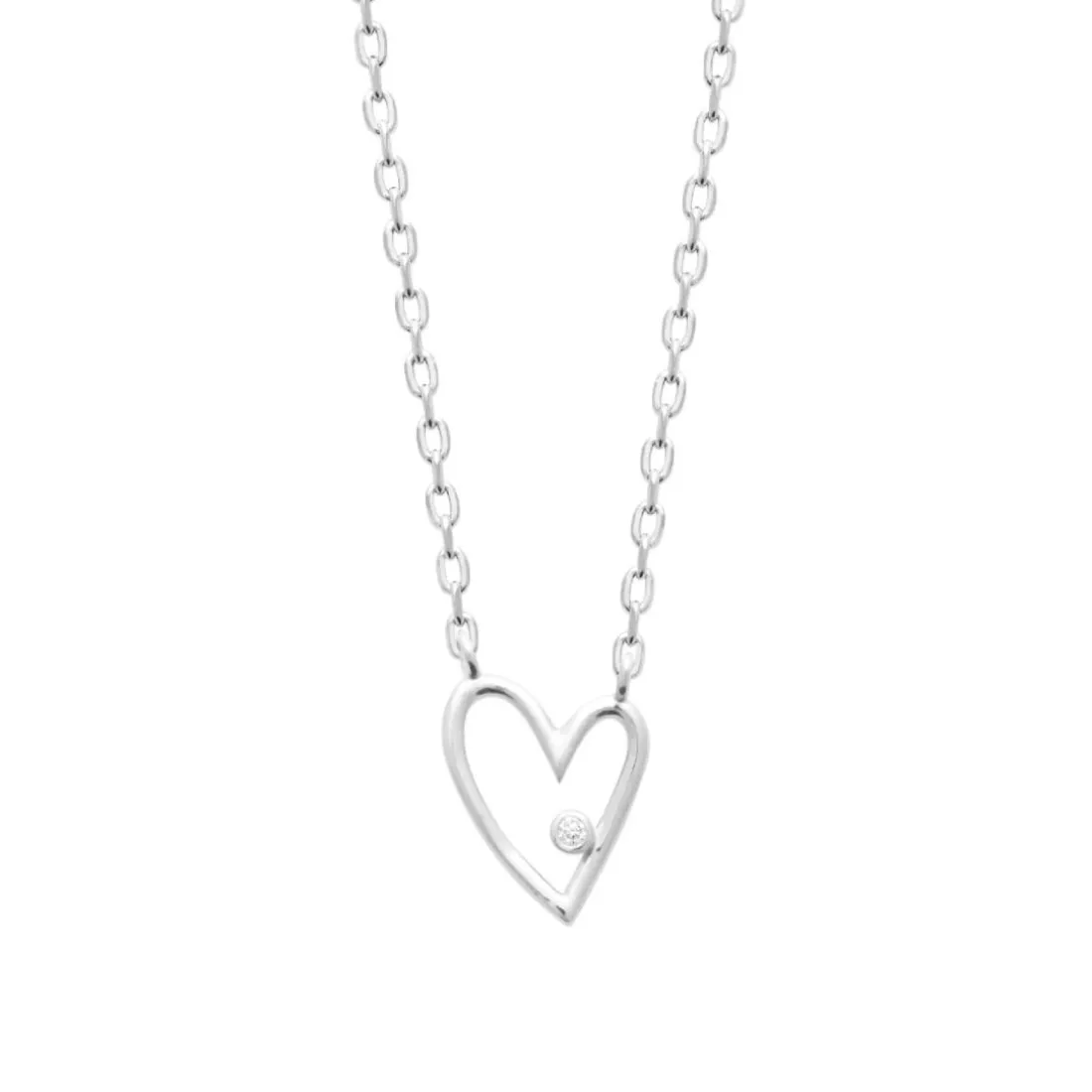 Collier femme argent pendentif cœur serti clos Maison de la Bijouterie VW3U6645