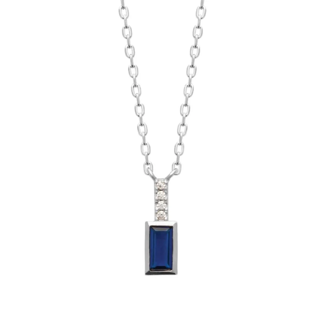 Collier femme argent pendentif pierre bleue Maison de la Bijouterie VW364W45