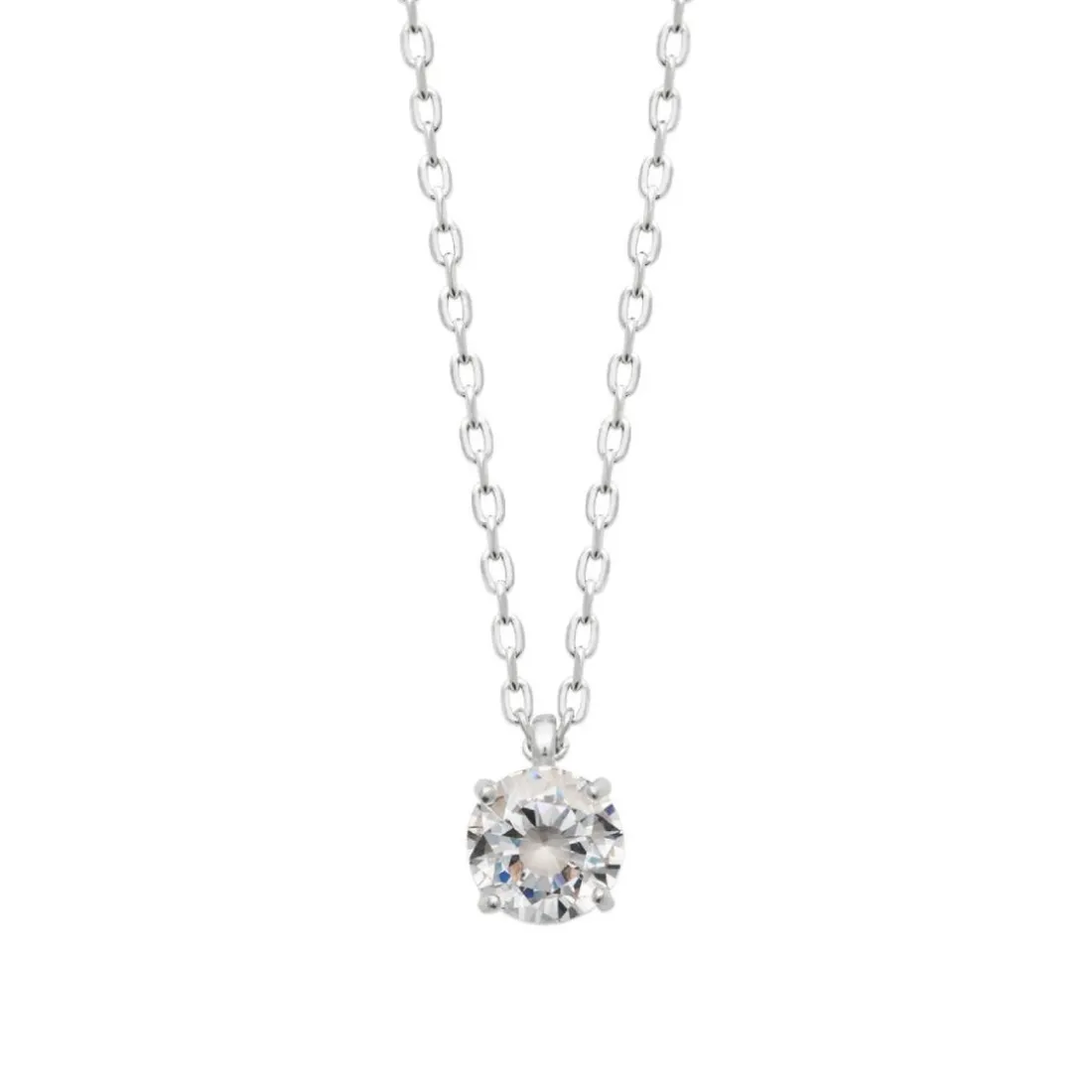 Collier femme argent rhodié blanc serti griffe - VW30W645
