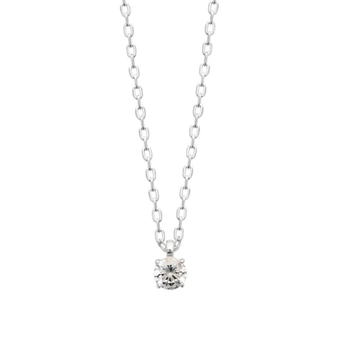 Collier femme argent rhodié blanc serti griffe - VW30W445