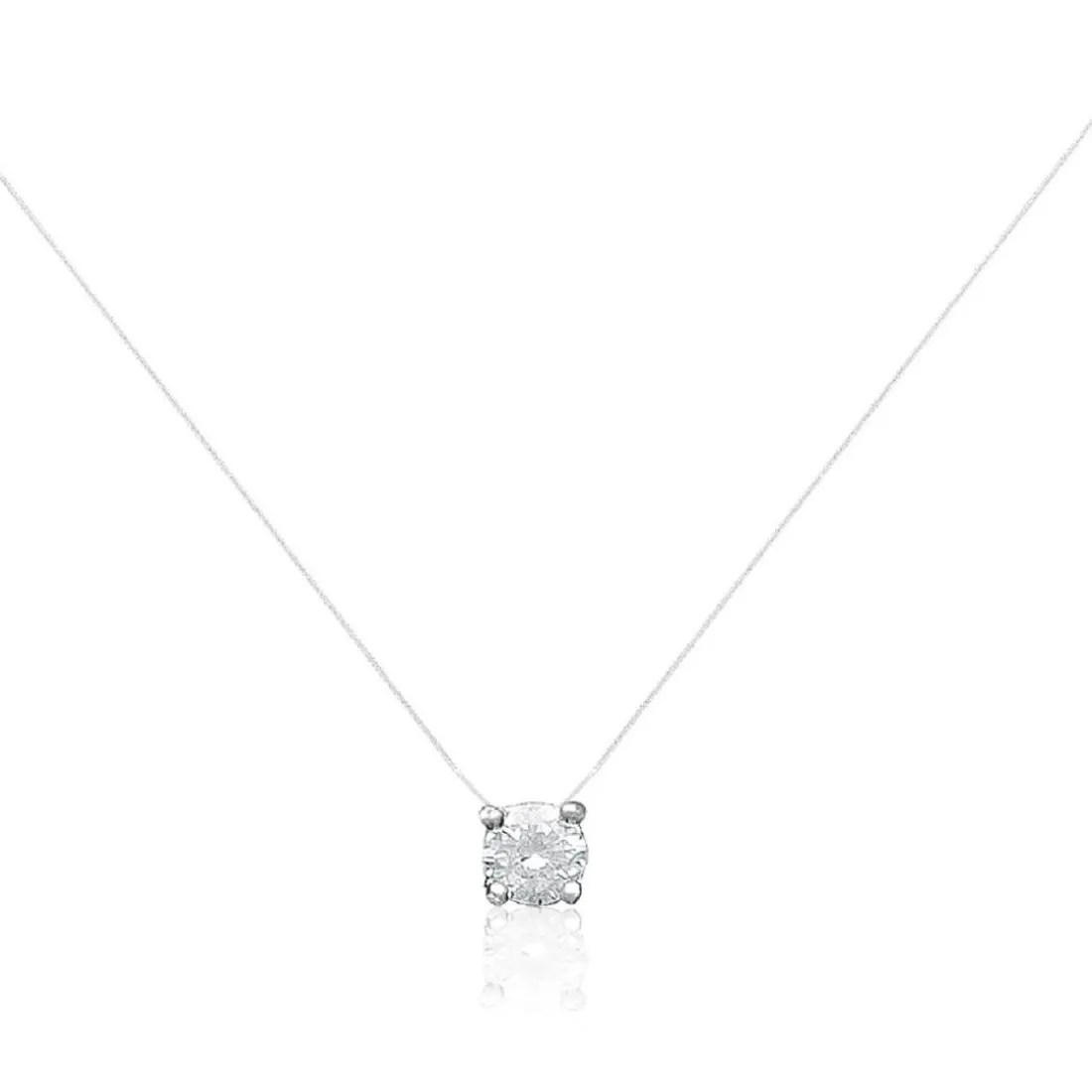 Collier femme argent rhodié blanc serti griffe - VWZ3ZY4Y