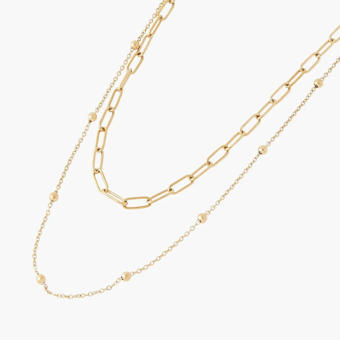 Collier Femme Balaboosté Acier 2 Chaines Différentes - 3502456560390 Métal Doré