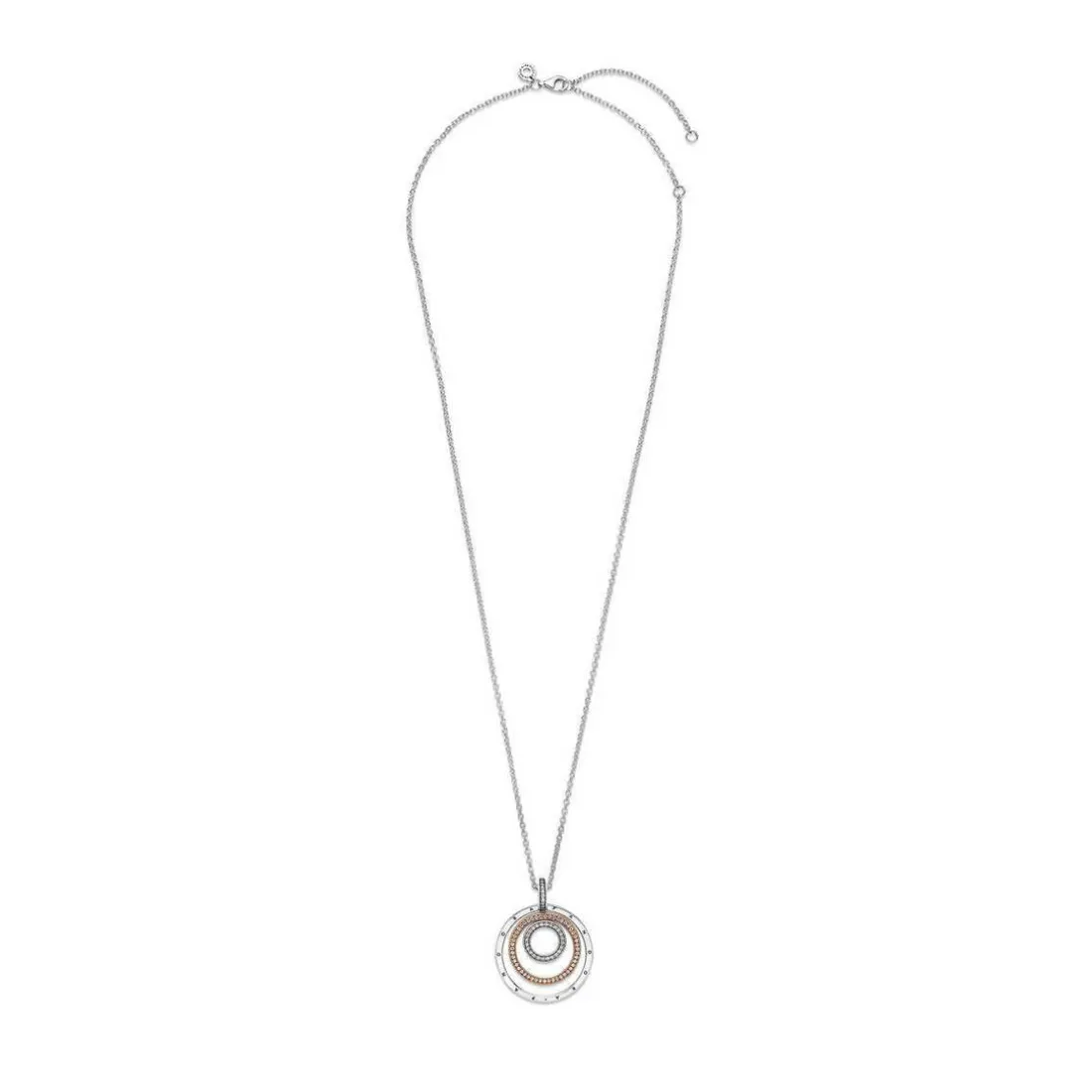 Collier femme Collier avec Pendentif Cercles Bimatières Pandora Pandora Signature - 389483C01 Argent