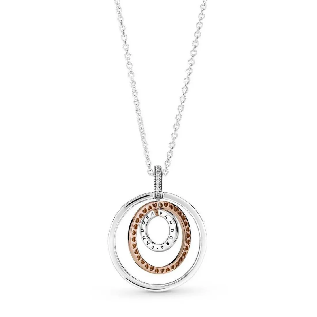 Collier femme Collier avec Pendentif Cercles Bimatières Pandora Pandora Signature - 389483C01 Argent