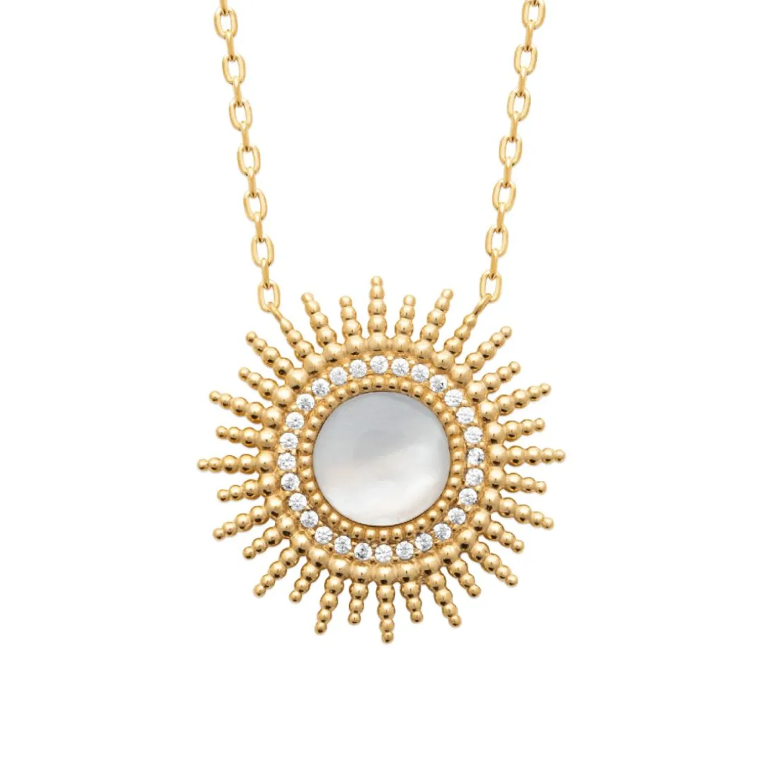 Collier femme fantaisie pendentif nacre plaqué or Maison de la Bijouterie UW333045