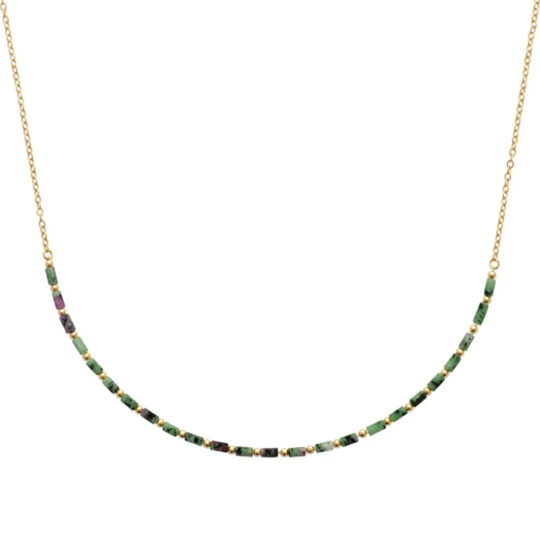 Collier femme fantaisie rubis zoisite plaqué or Maison de la Bijouterie UW3VWW45
