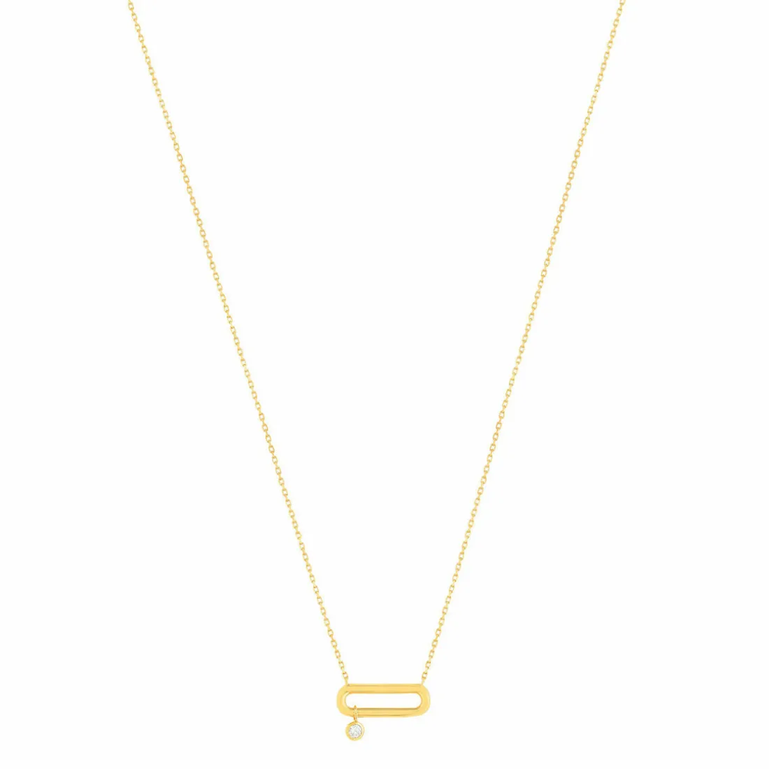 Collier femme maillon ovale serti clos plaqué or Maison de la Bijouterie UW344Z45