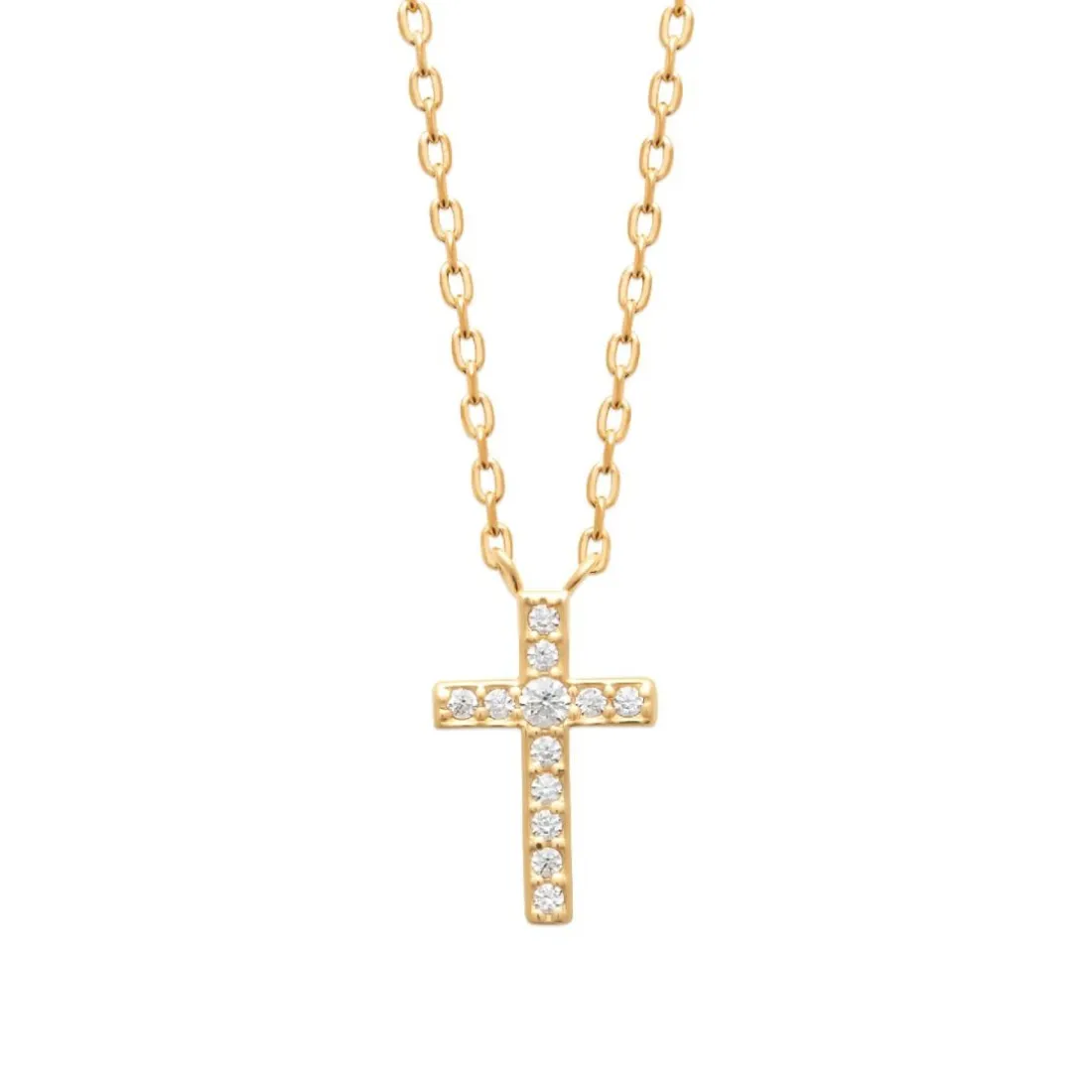 Collier femme pendentif croix oxyde plaqué or Maison de la Bijouterie UW3W5545