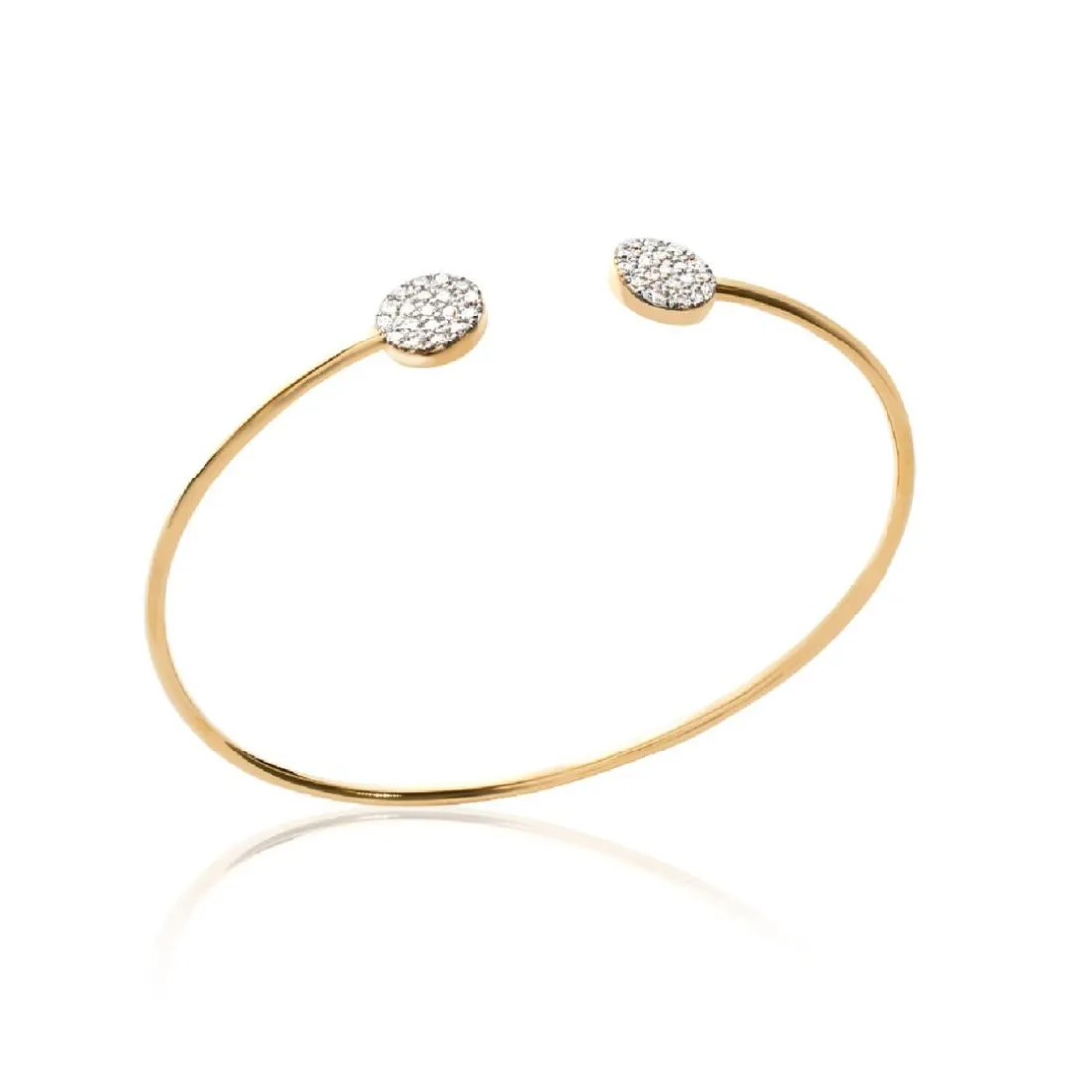 Collier femme plaqué or blanc serti griffe rond serti - UWZVY556