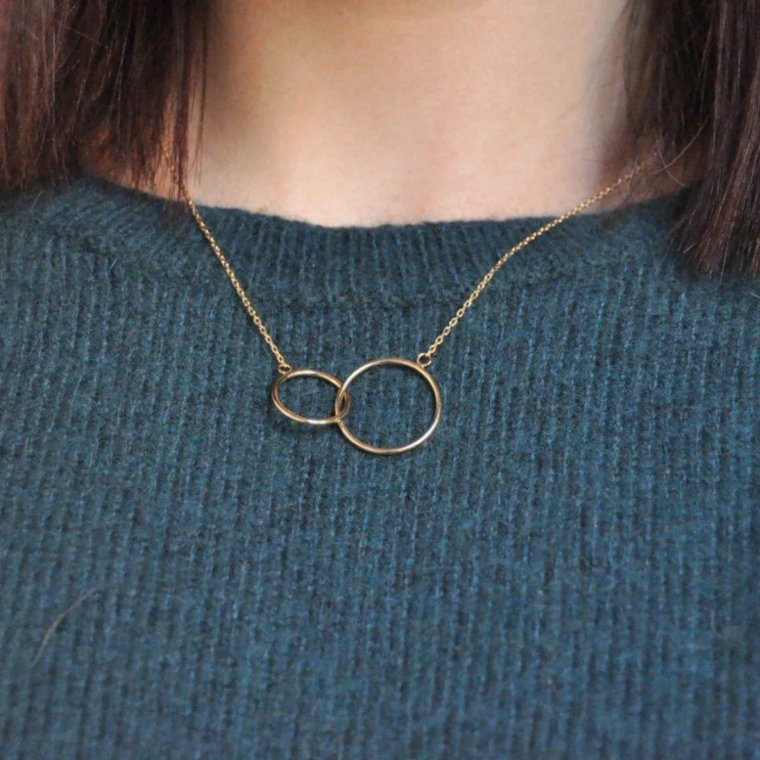 Collier femme plaqué or double cercle - UYZZ5U45