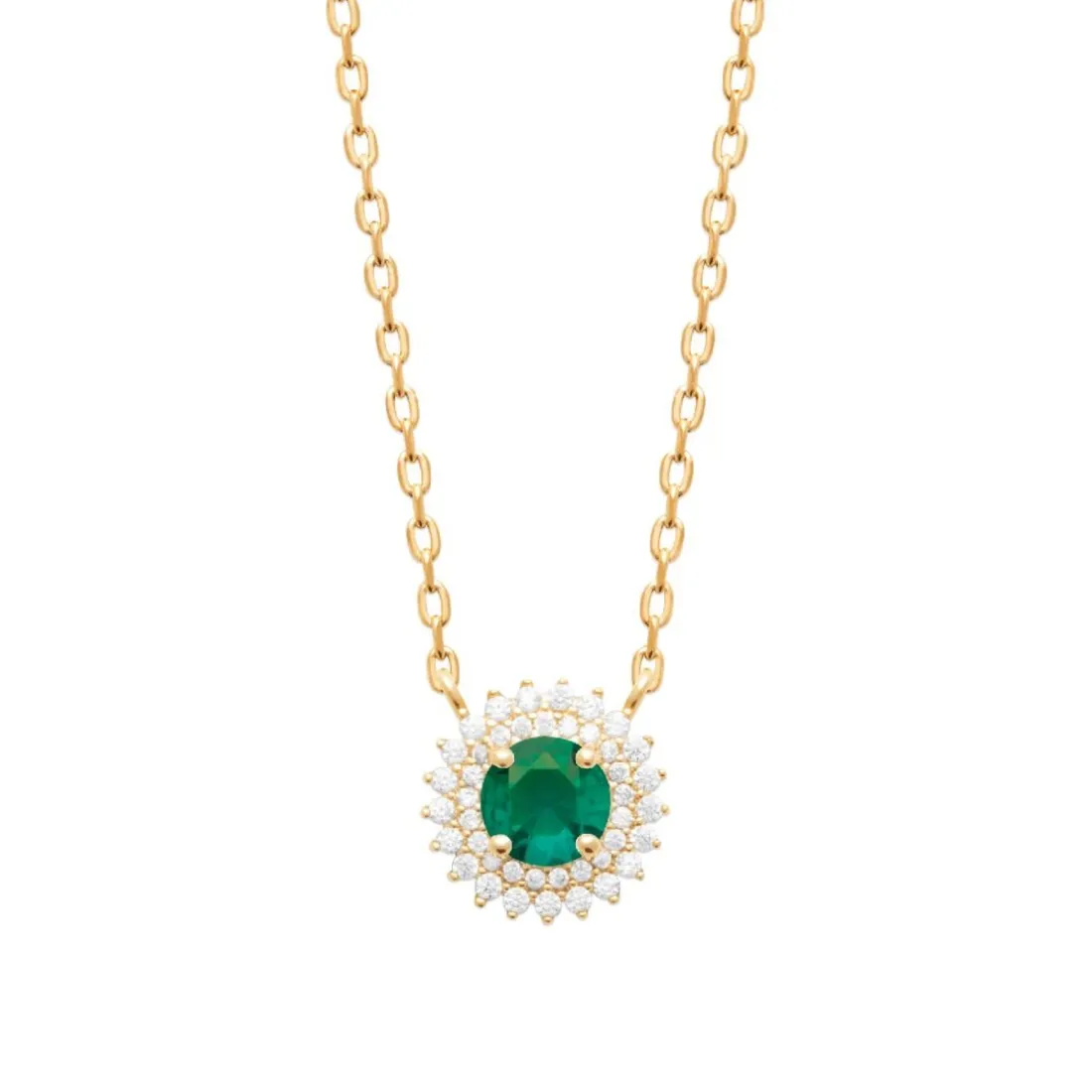 Collier femme plaqué or oxyde et pierre verte Maison de la Bijouterie UW3UVY45