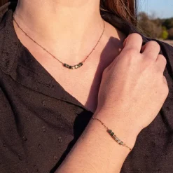 Collier Femme Sloya Piana Agate Aquatique