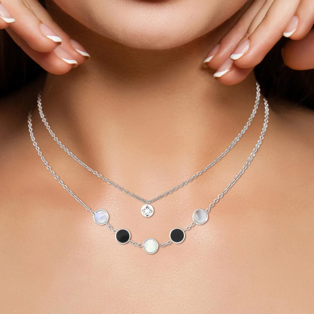 Collier Femme So Charm - B2403-ARGENT+B2382-ARGENT-10001-CRYS - Collier Mode Argenté