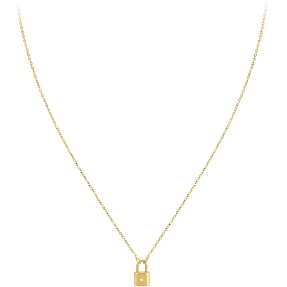 Collier Femme So Charm - BD3169-DORE-DIAMANT - Collier Cadenas Doré